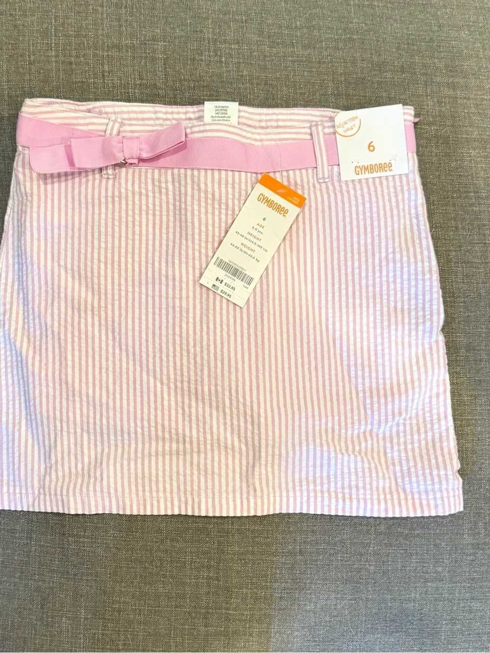 Gymboree Pink & White Striped Seersucker Mini Skirt with Bow
